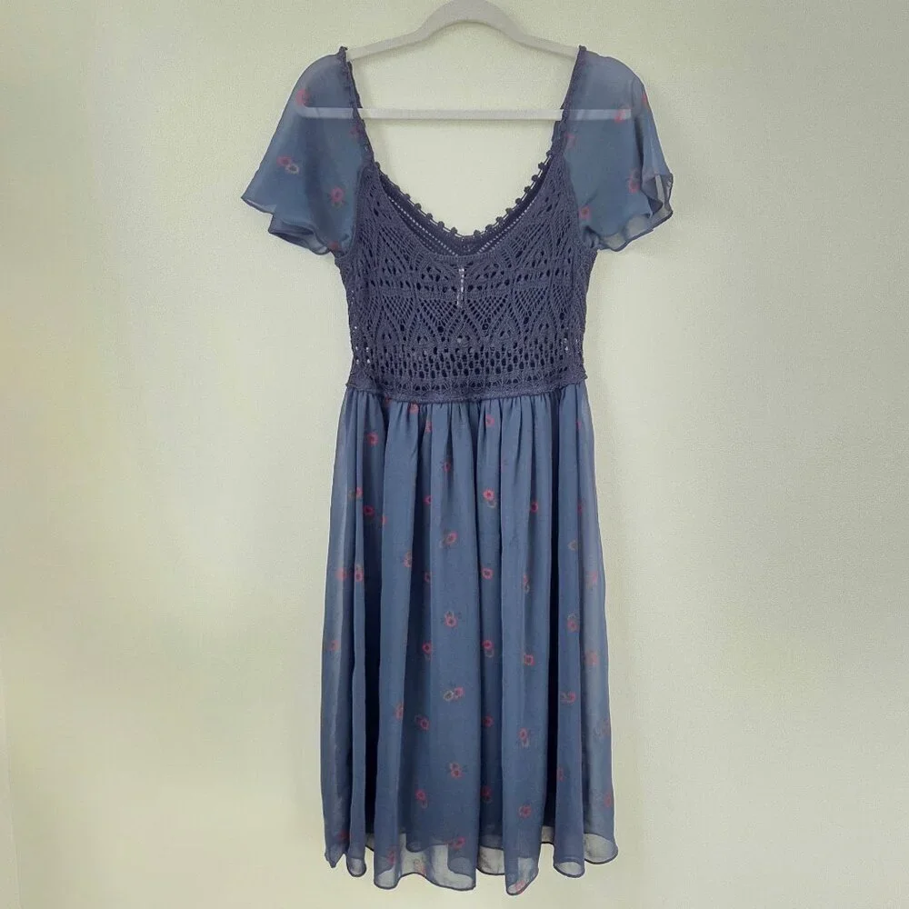 Free People Wildflowers Crochet Bodice Dress Med